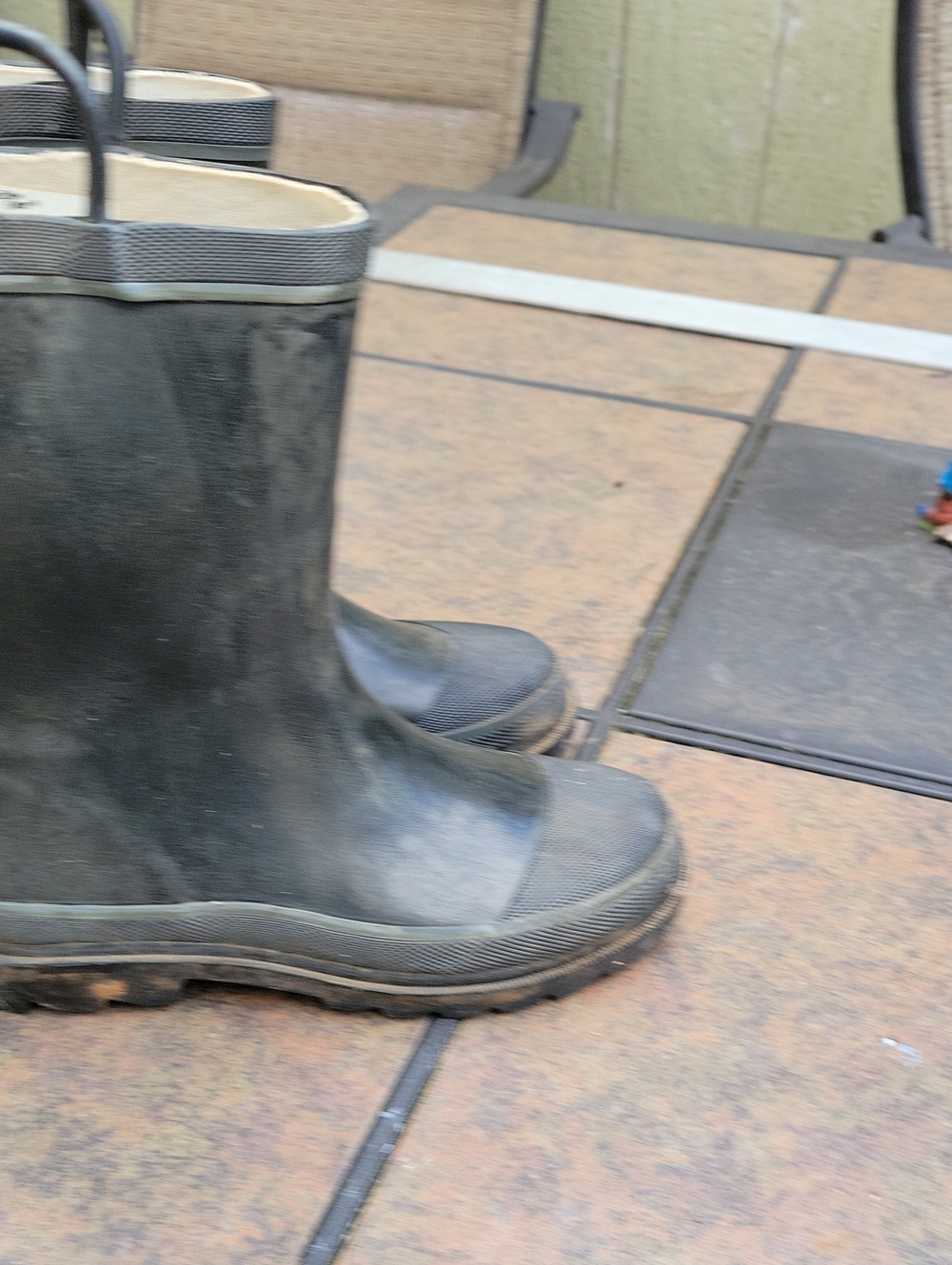 Western Chief Kids Black Waterproof Rain Boots with Pull Handles